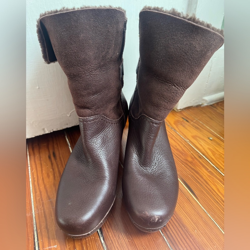 UGG Brown Sheepskin lined wood heel with metal stud work “Lynnea” Boots - Picture 10 of 16